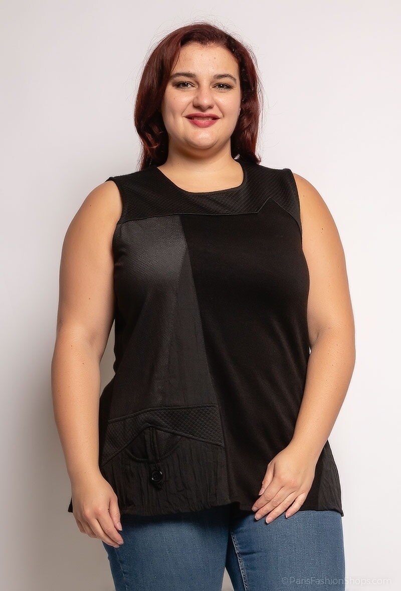 Plus Size Bimaterial Tank Top