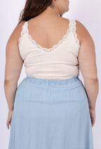 Plus Size Ribbed Tank Top med T38 Spets