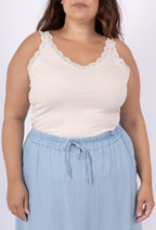 Plus Size Ribbed tank top with T38 lace to T48