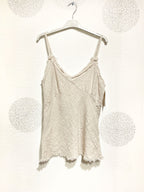 Plus Size V-hals T-shirt i Linne T36 till T40