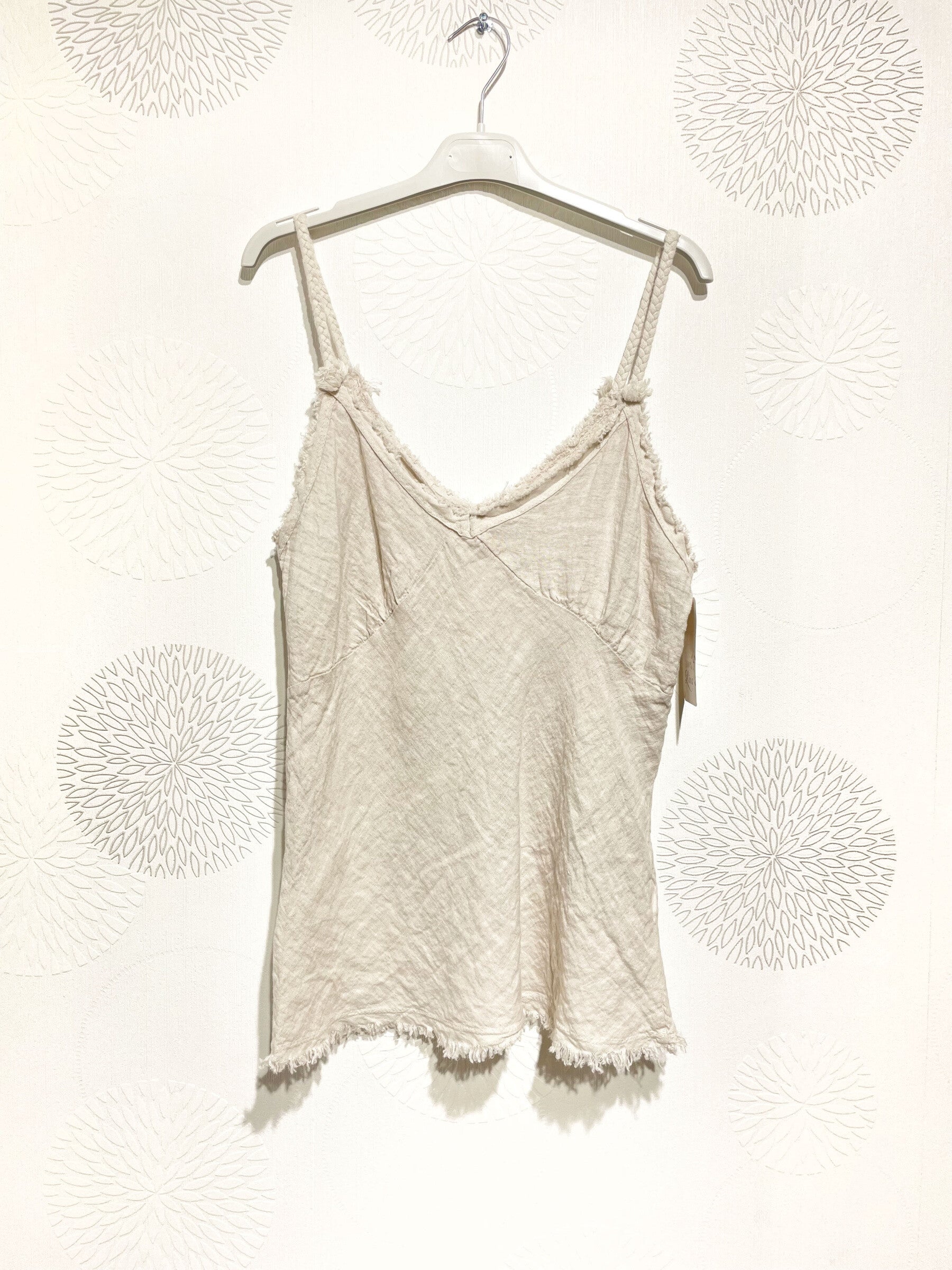 Plus Size V-hals T-shirt i Linne T36 till T40