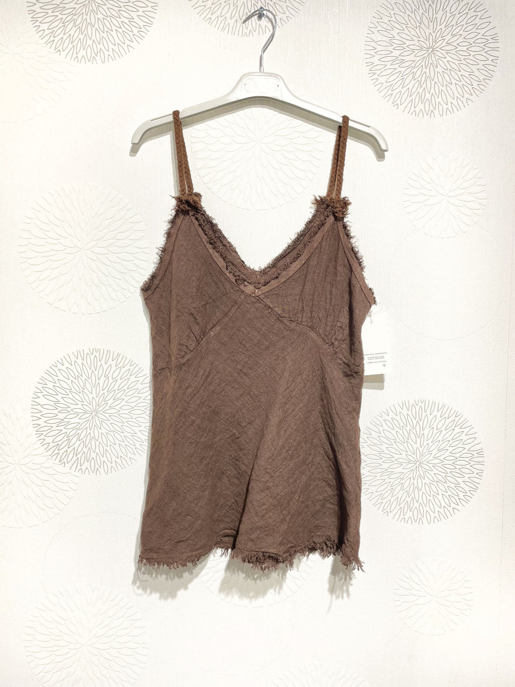 Plus Size V -neck tiddle in linen T36 at T40