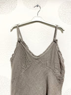 Plus Size V-hals T-shirt i Linne T36 till T40