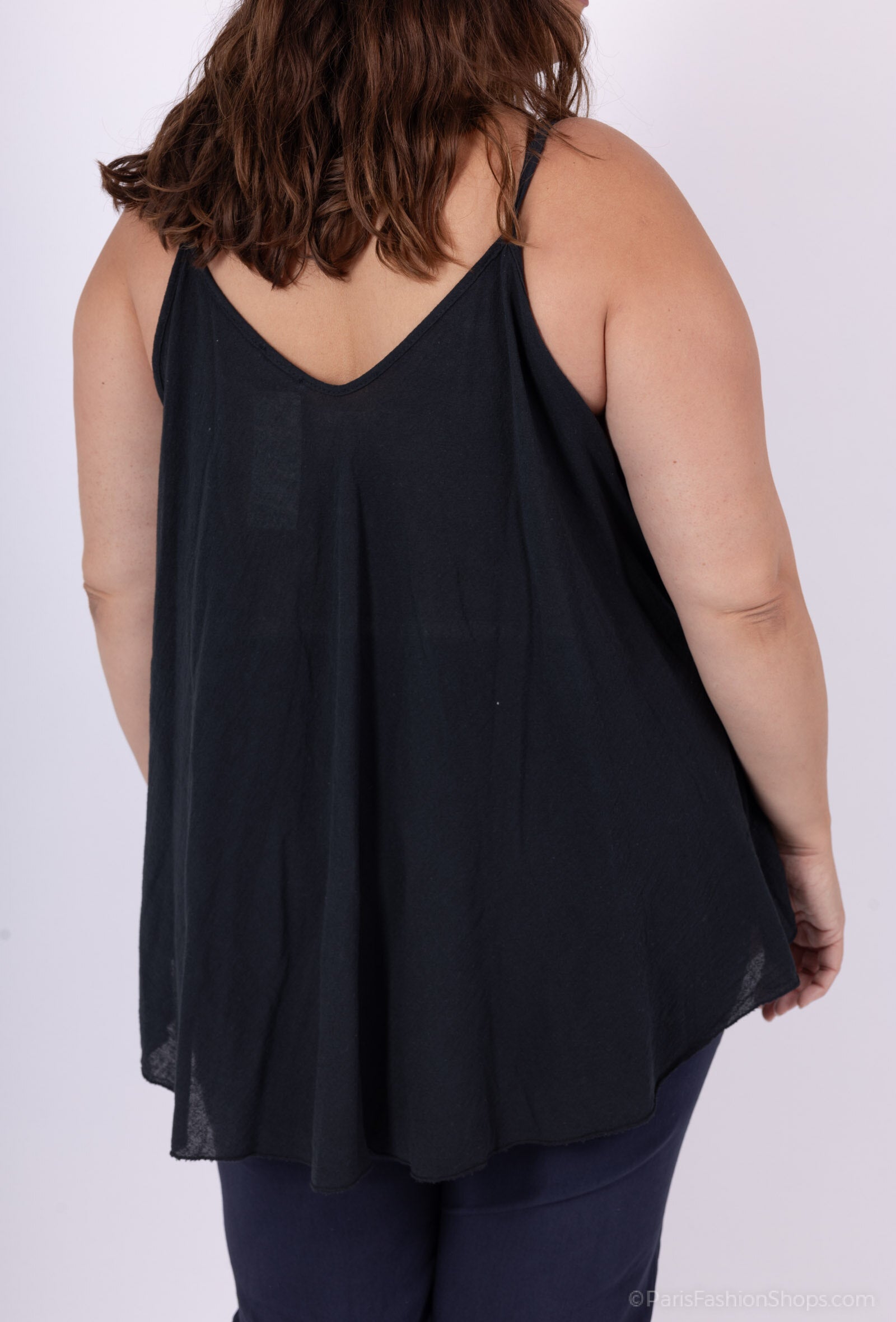 Plus Size Korthandske Tanktop i Bomull-Linne