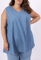 Plus Size Denim sleeveless top