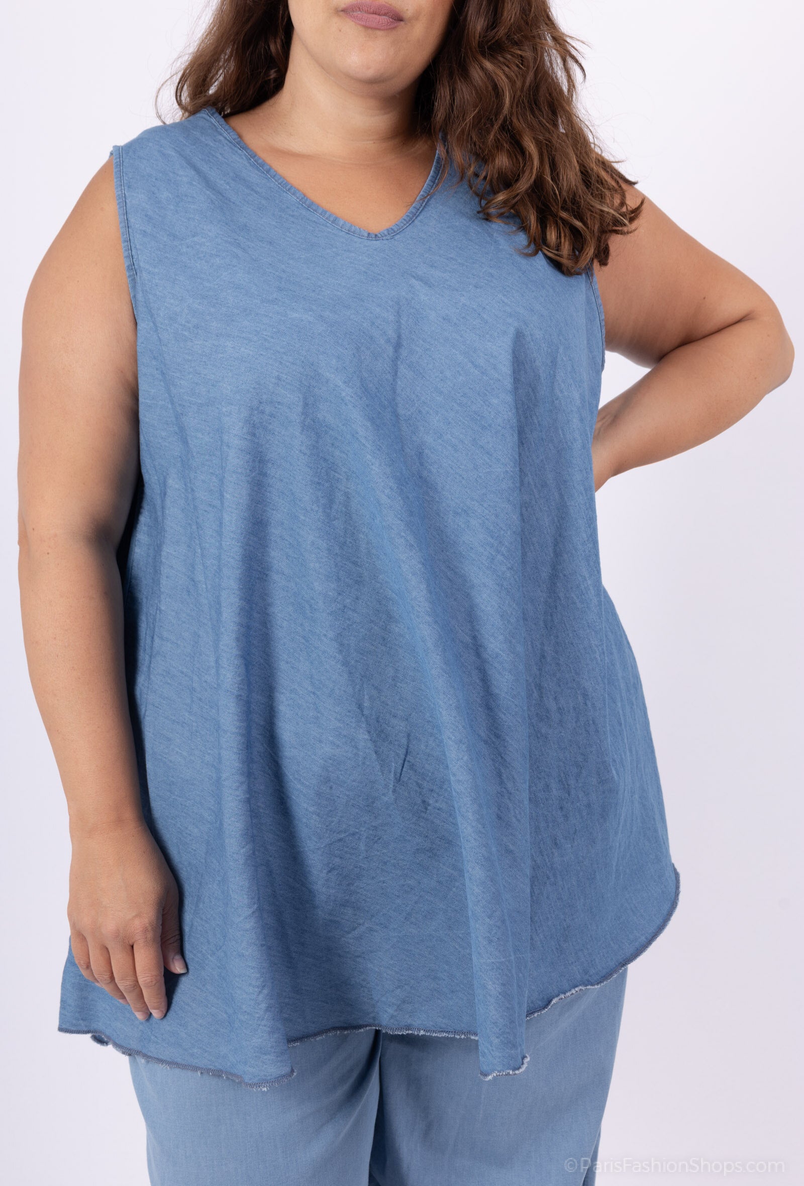 Plus Size Denim sleeveless top