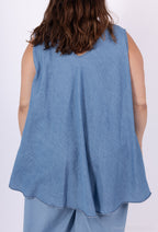 Plus Size Denim Sleeveless Top