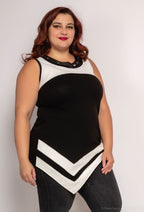 Plus Size Stickad Färgblock Topp