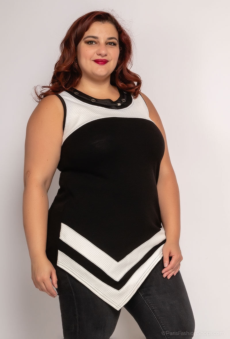 Plus Size Stickad Färgblock Topp