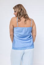 Plus Size Satin Tank Top med Spets