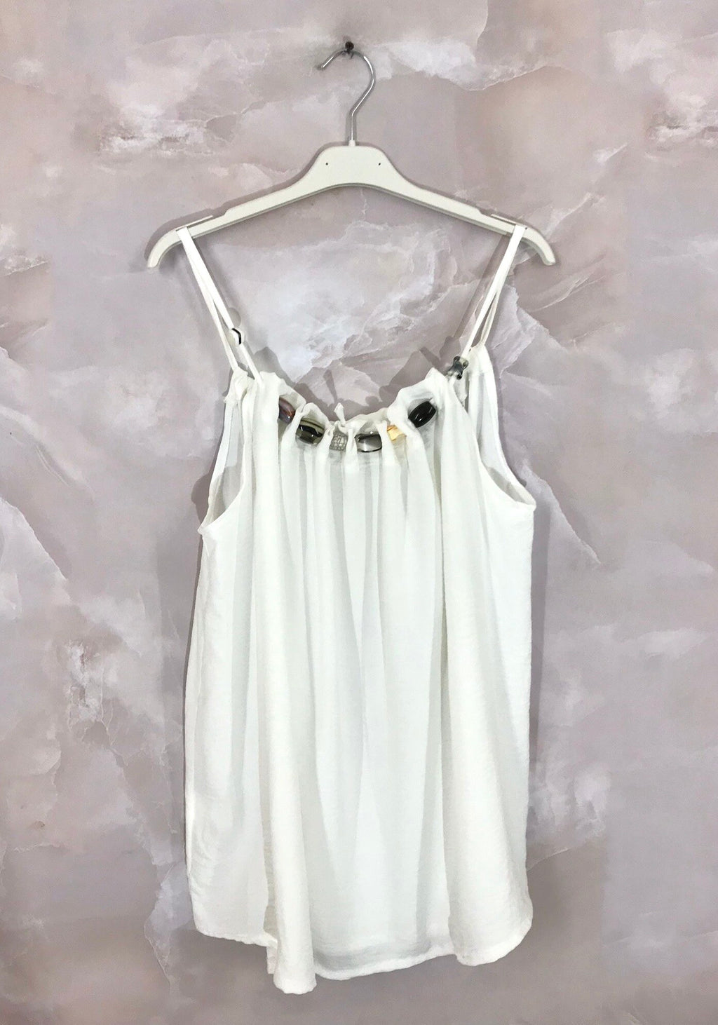 Fluid tank top med pärlor i storlek 38 till 50