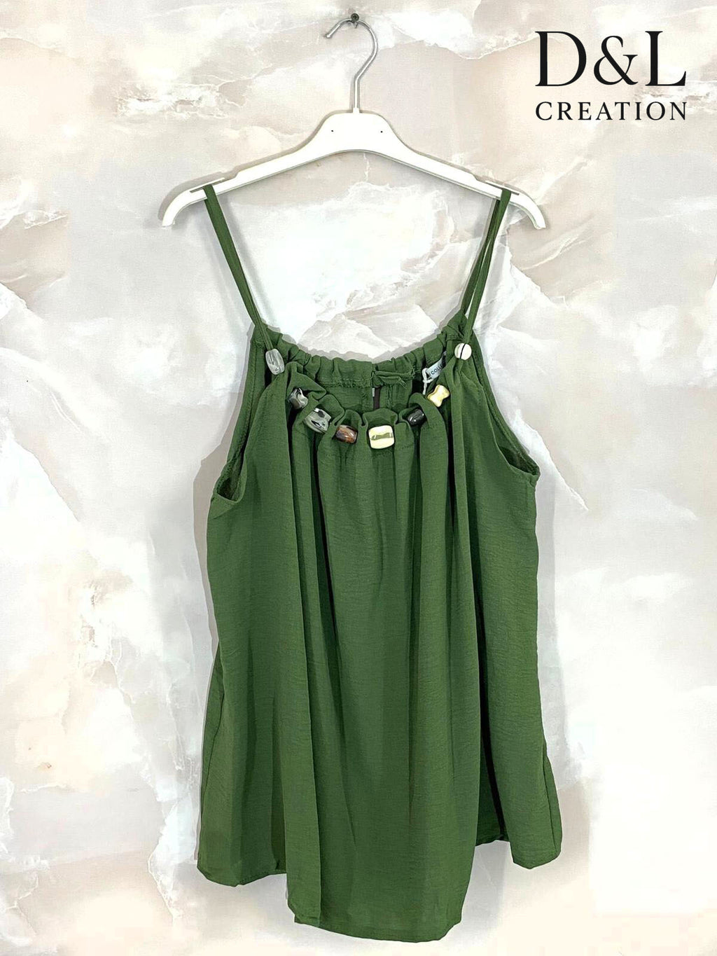 Plus Size Fluid Tank Top med Pärlor i Storlek 38 till 50