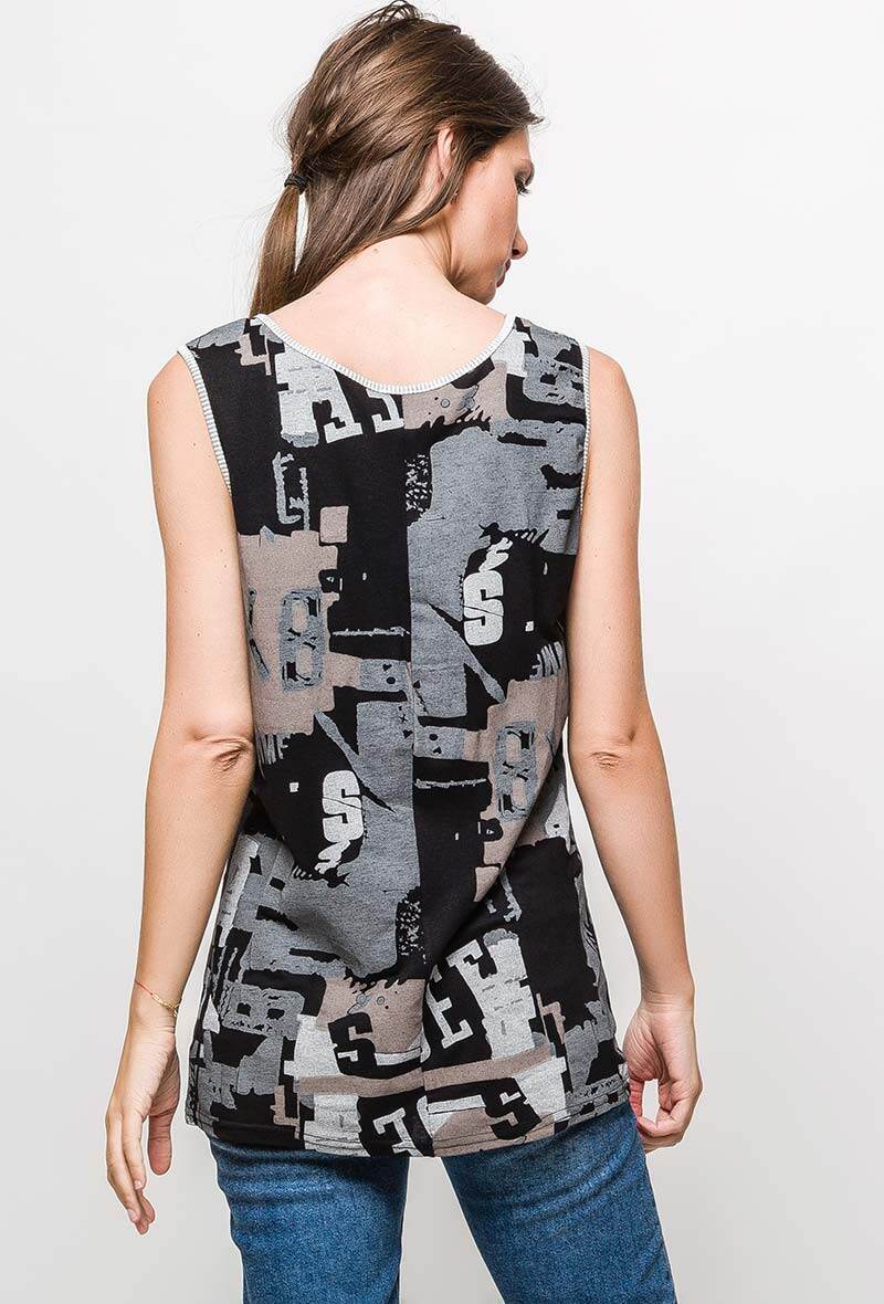 Plus Size Tryckt Topp