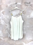 Plus Size Plisserad Tanktop med Pärlor