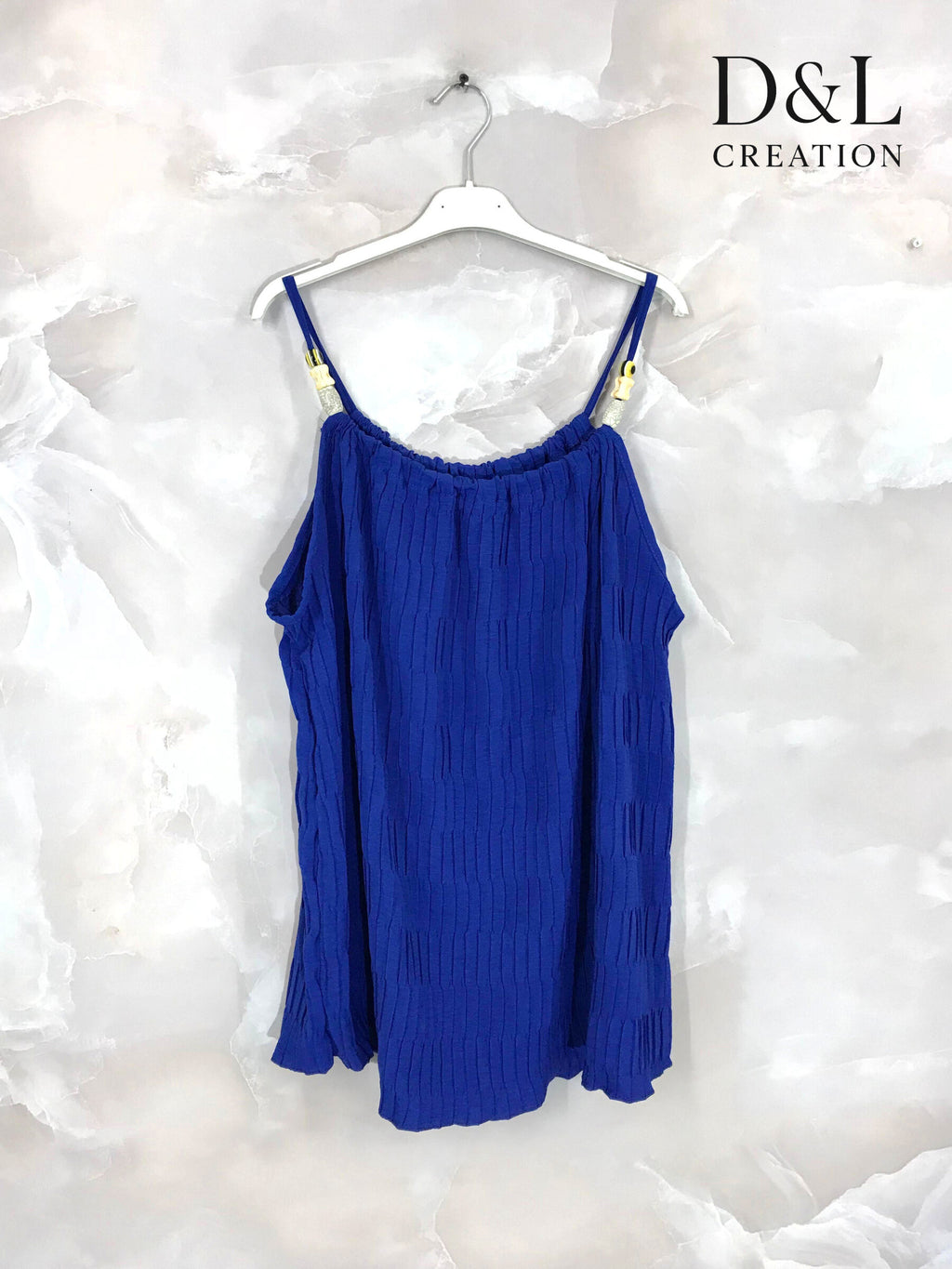 Plus Size Pleated tank top with beads sizes 38 to 56