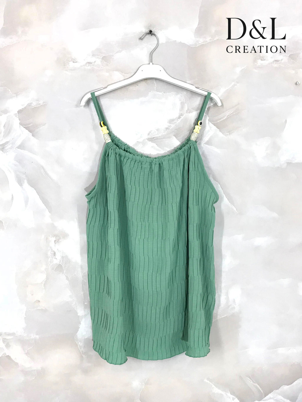 Plus Size Plisserad Tanktop med Pärlor