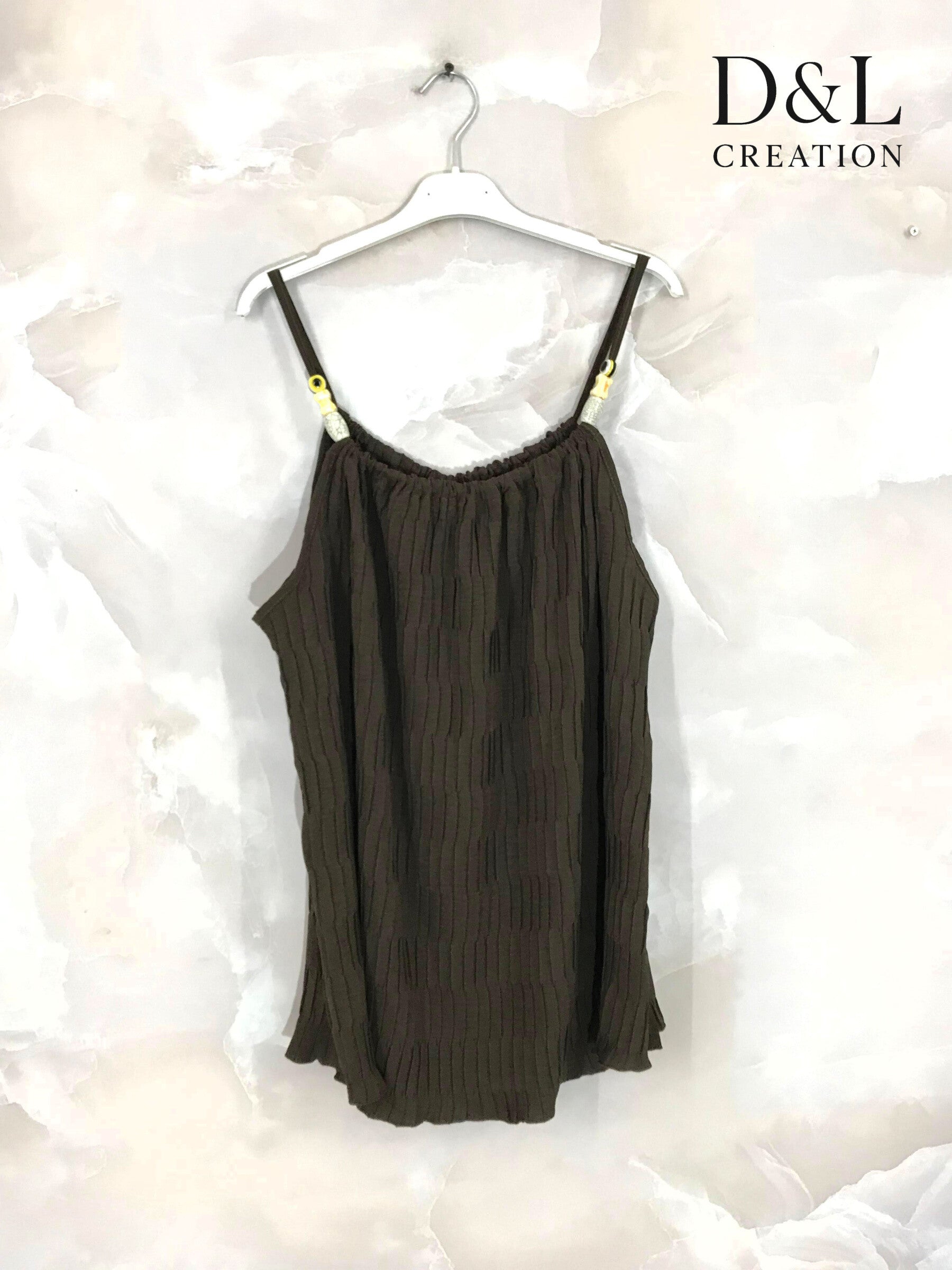 Plus Size Pleated tank top with beads sizes 38 to 56