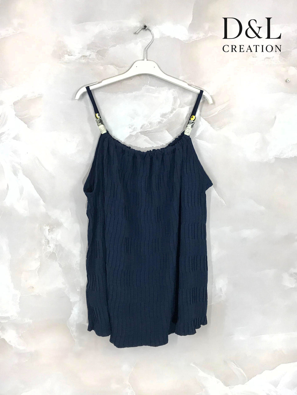 Plus Size Pleated tank top with beads sizes 38 to 56