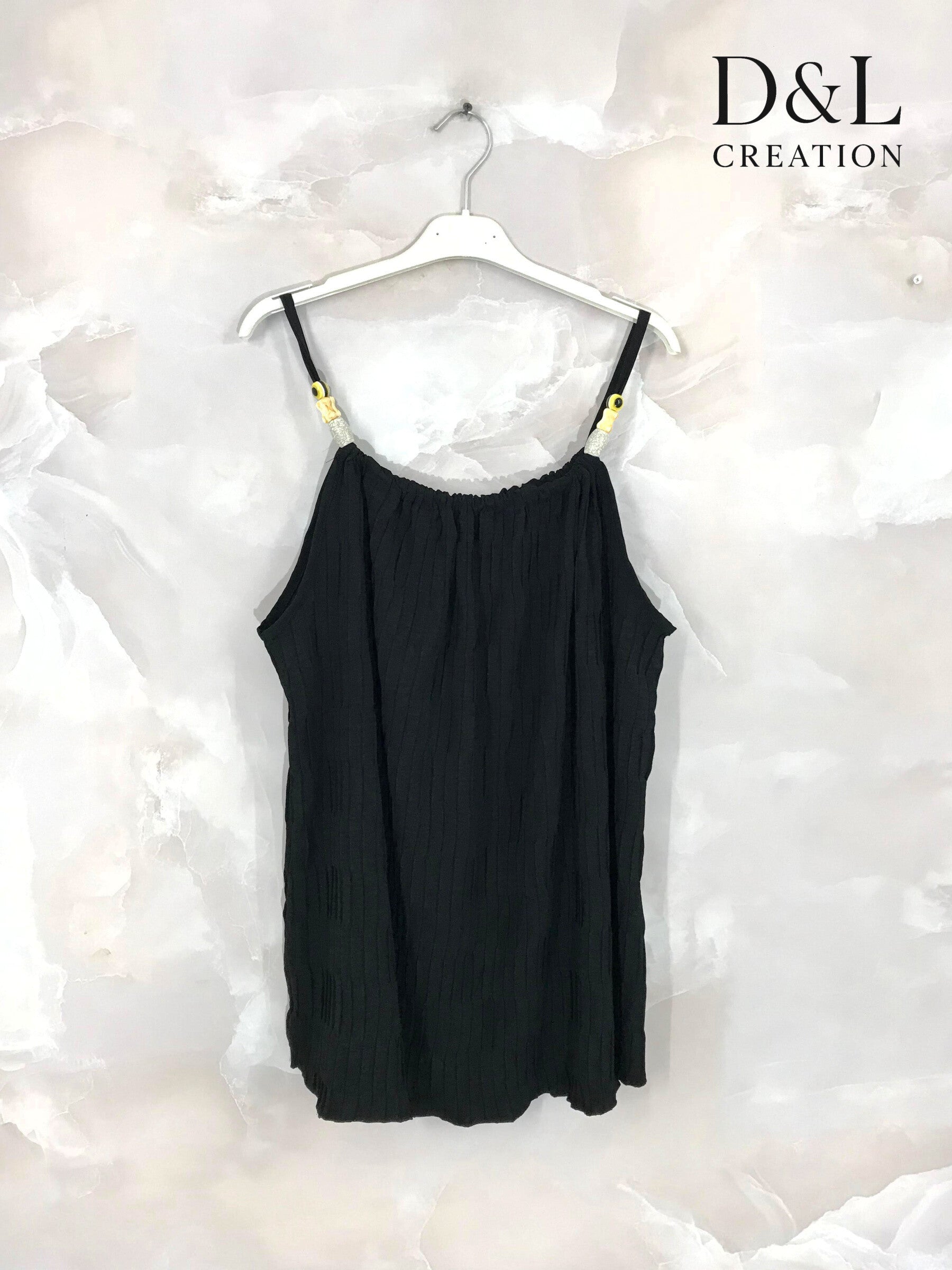 Plus Size Pleated tank top with beads sizes 38 to 56