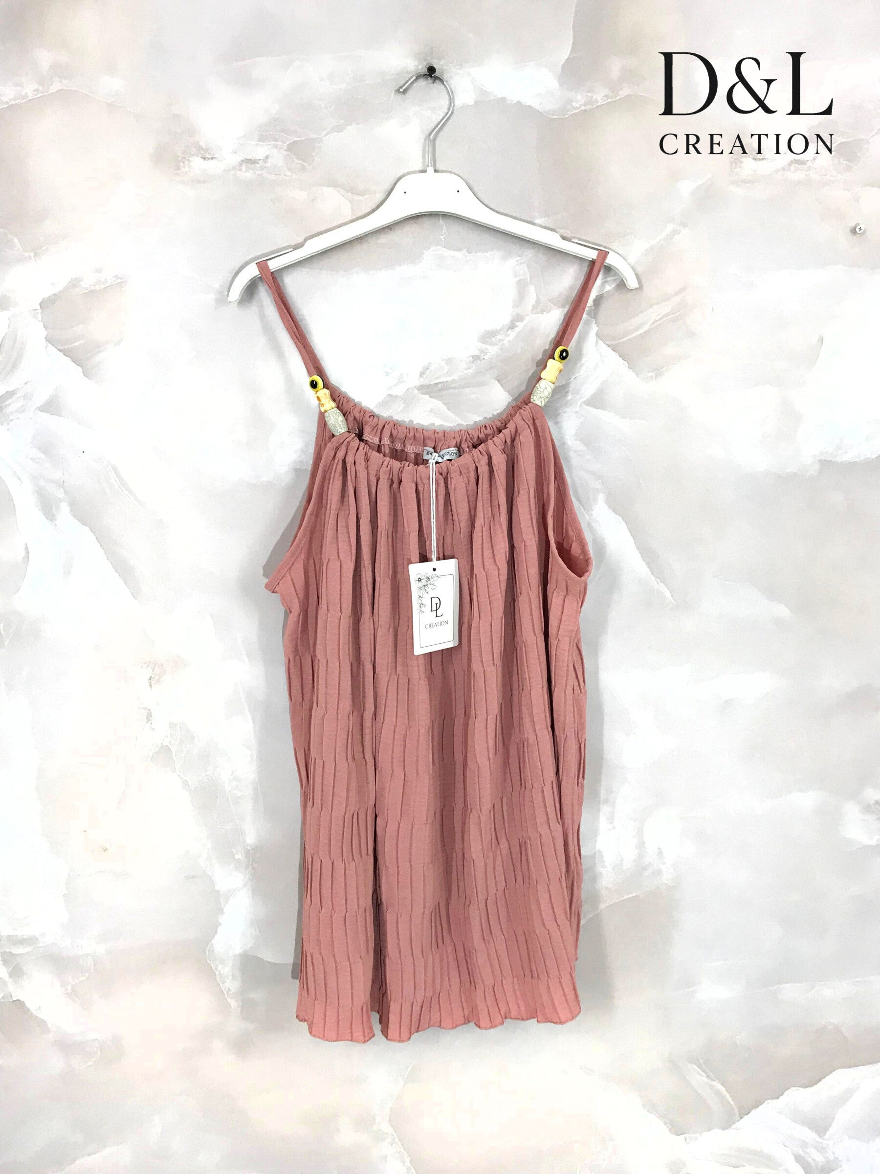 Plus Size Pleated tank top with beads sizes 38 to 56
