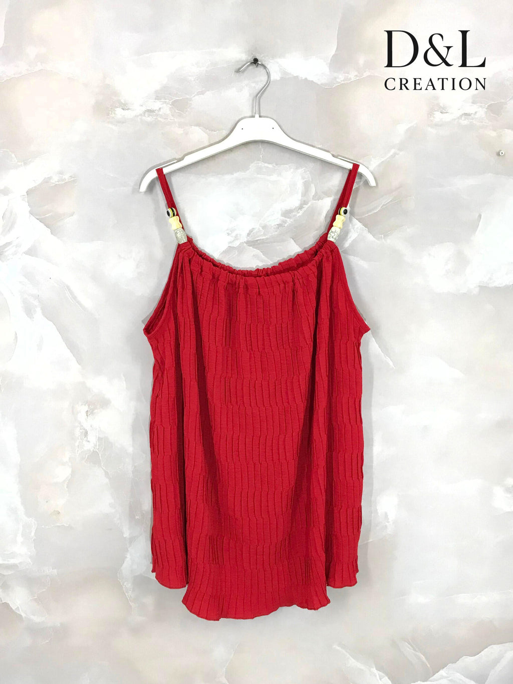 Plus Size Pleated tank top with beads sizes 38 to 56
