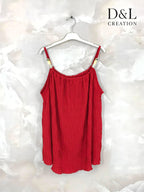 Plus Size Pleated tank top with beads sizes 38 to 56