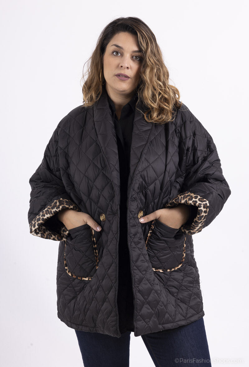 Quilted padded coat with 2 pockets i Stor Storlek