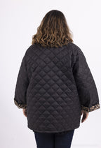 Vadderad quiltad jacka med 2 fickor i Stor Storlek