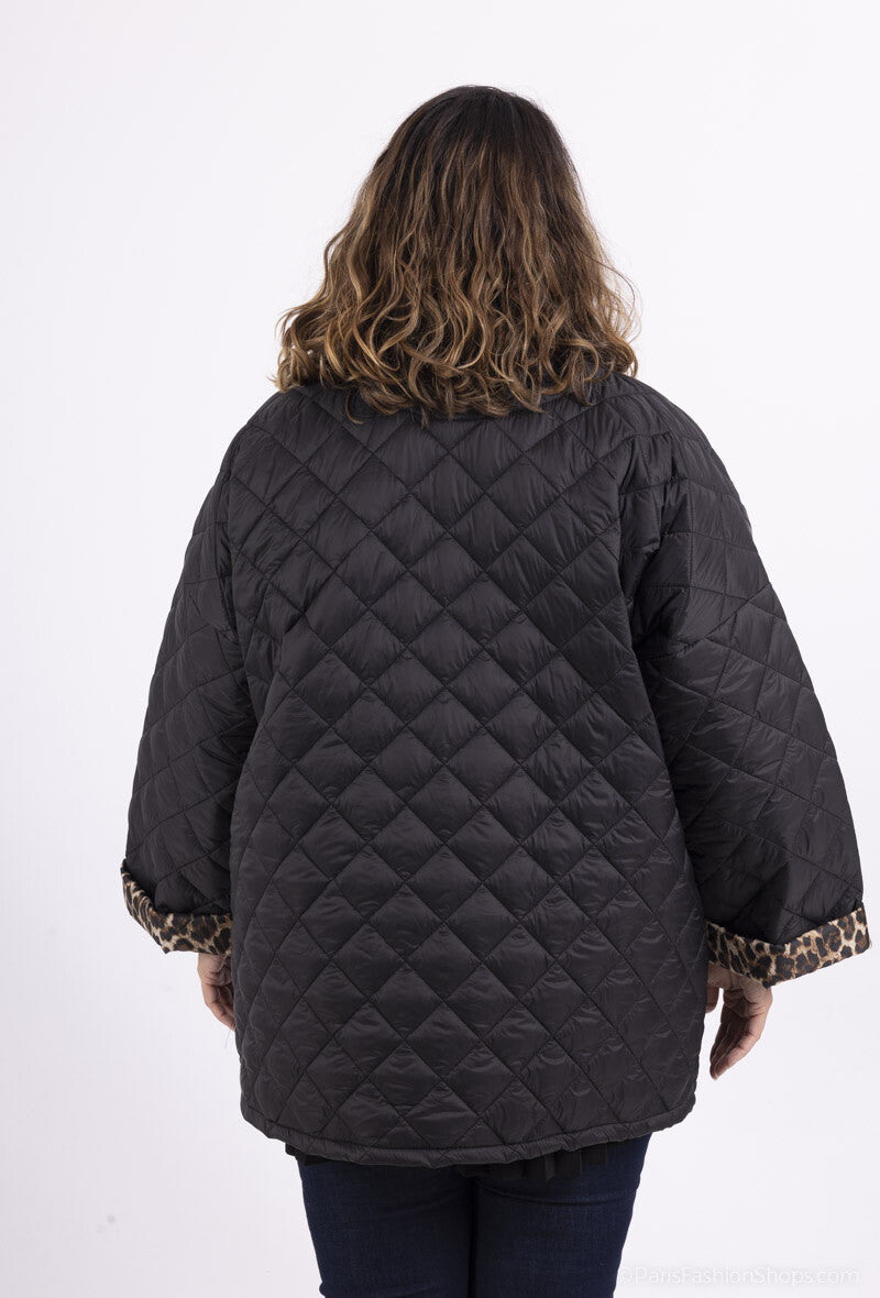 Vadderad quiltad jacka med 2 fickor i Stor Storlek