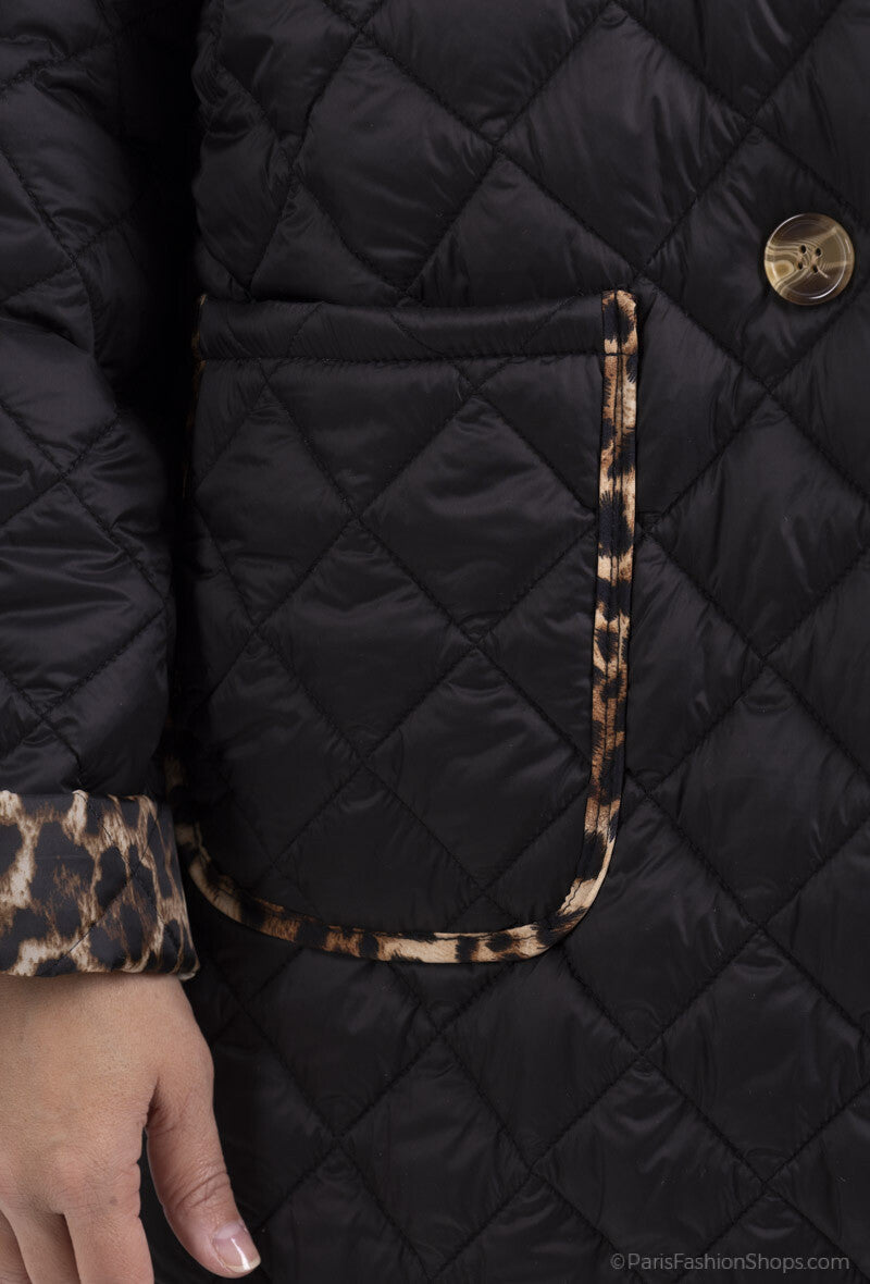 Vadderad quiltad jacka med 2 fickor i Stor Storlek