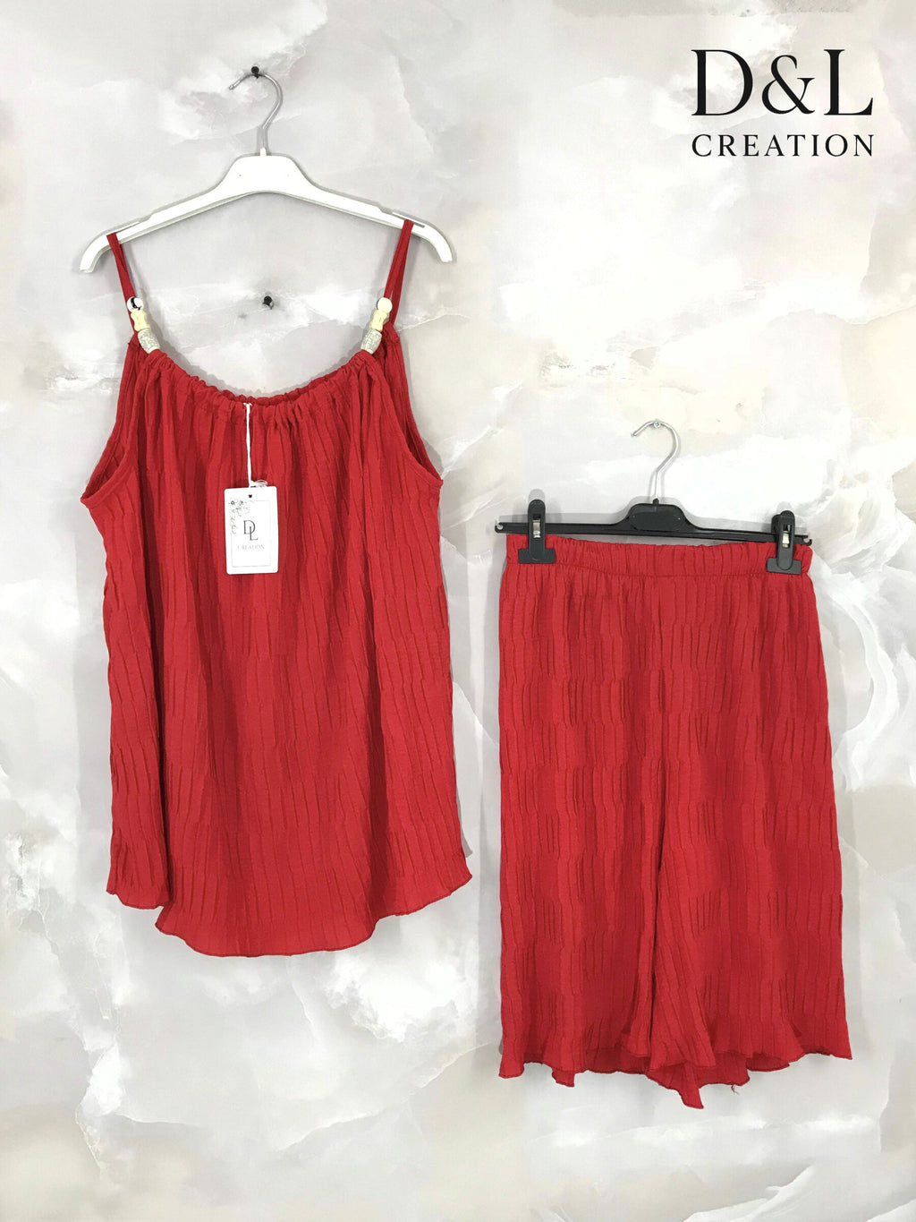 Plus Size Set: Tanktop och Pleated Shorts