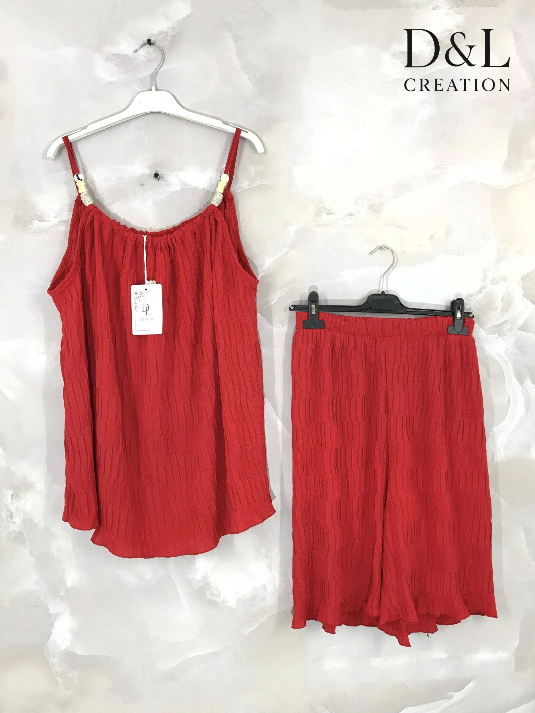 Plus Size Set: Tanktop och Pleated Shorts