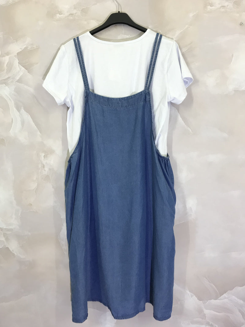 Plus Size T-shirt och Denim Klänning Overall Set