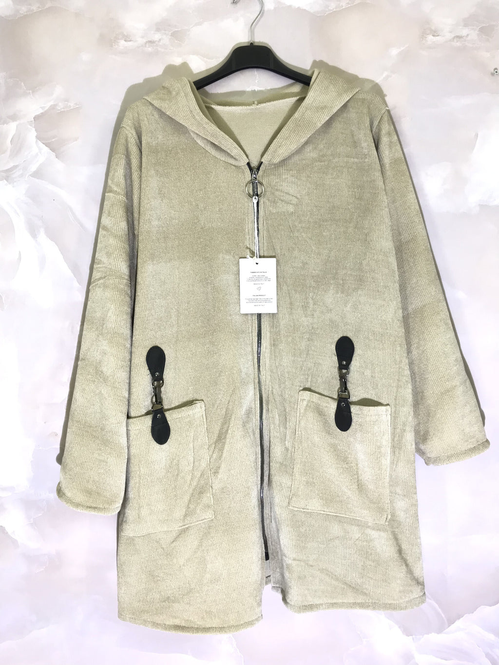 Plus Size Velvet Hooded Vest med Fickaccessoarer