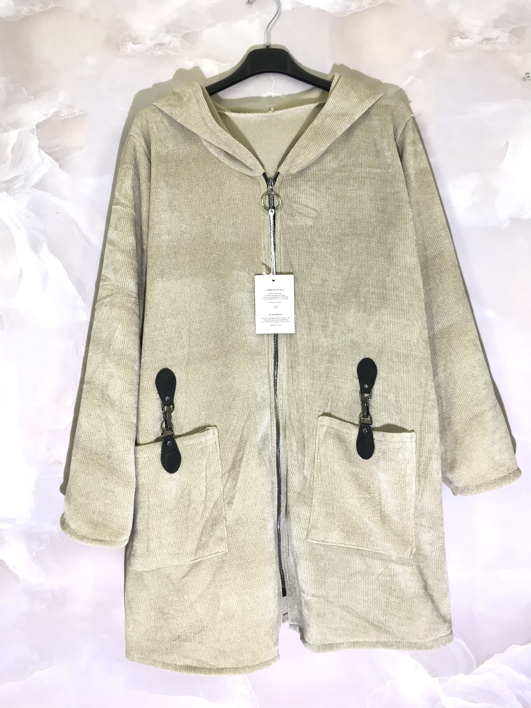 Plus Size Velvet Hooded Vest med Fickaccessoarer