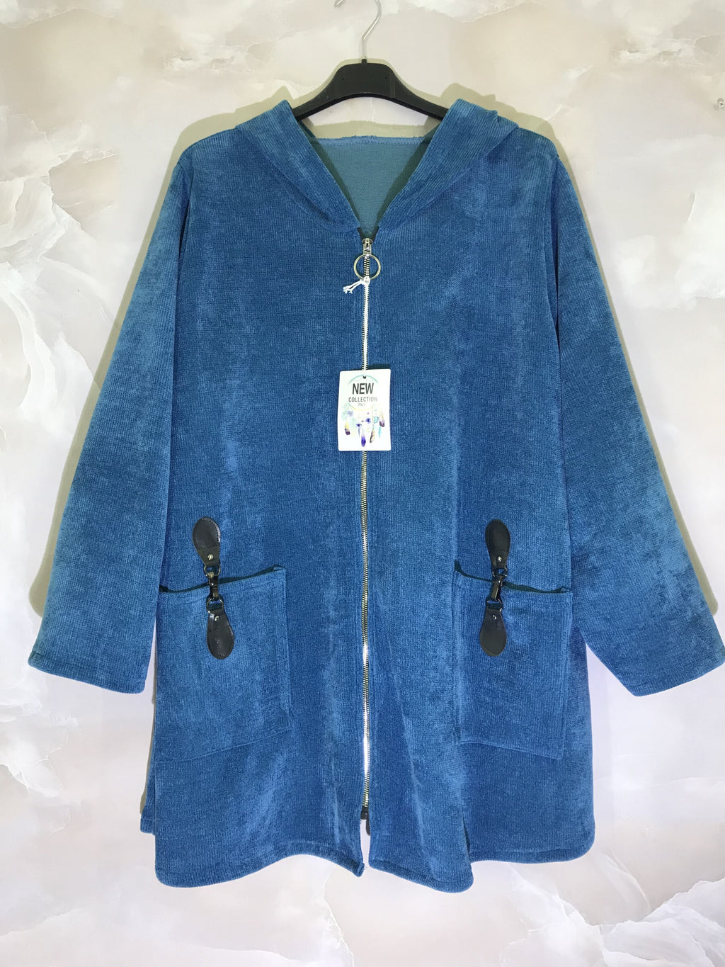 Plus Size Velvet Hooded Vest med Fickaccessoarer