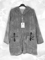 Plus Size Velvet hooded vest with accessories on the pockets