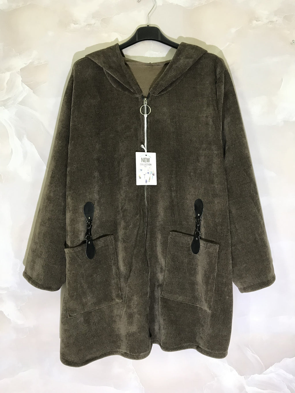 Plus Size Velvet Hooded Vest med Fickaccessoarer