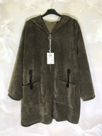 Plus Size Velvet Hooded Vest med Fickaccessoarer