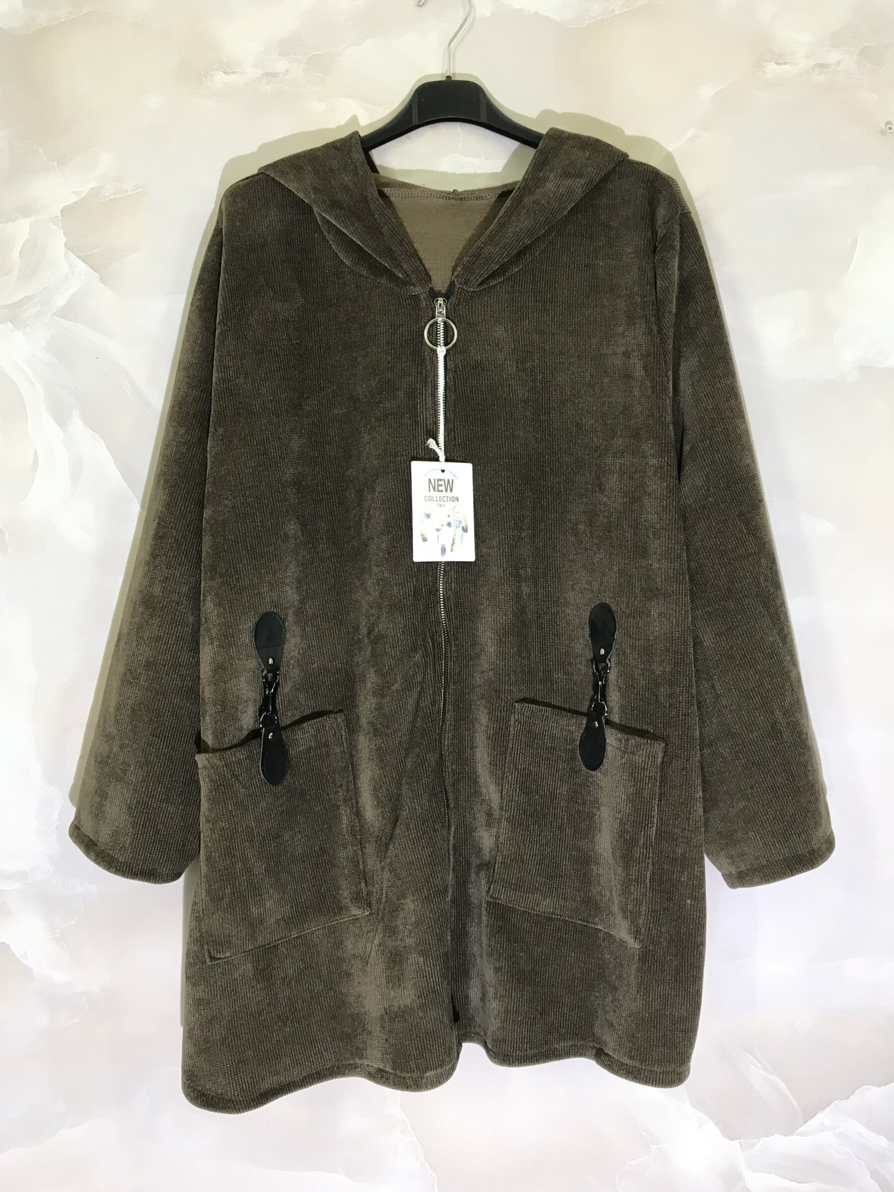 Plus Size Velvet Hooded Vest med Fickaccessoarer