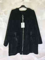 Plus Size Velvet Hooded Vest med Fickaccessoarer