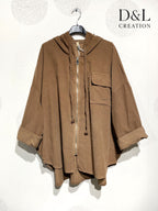 Plus Size Hooded velvet vest with pockets size 38 to 58