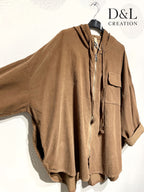 Plus Size Hooded Velvet Vest med Fickor