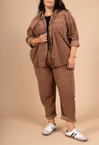 Hooded Velvet Vest with Pockets Size 38 to 58 i Stor Storlek