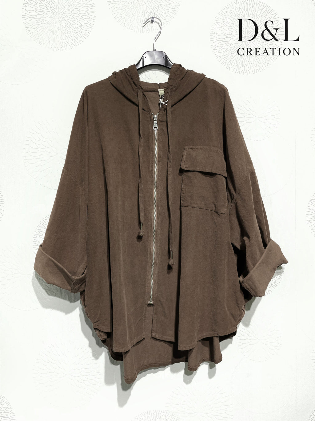 Hooded Velvet Vest with Pockets Size 38 to 58 i Stor Storlek