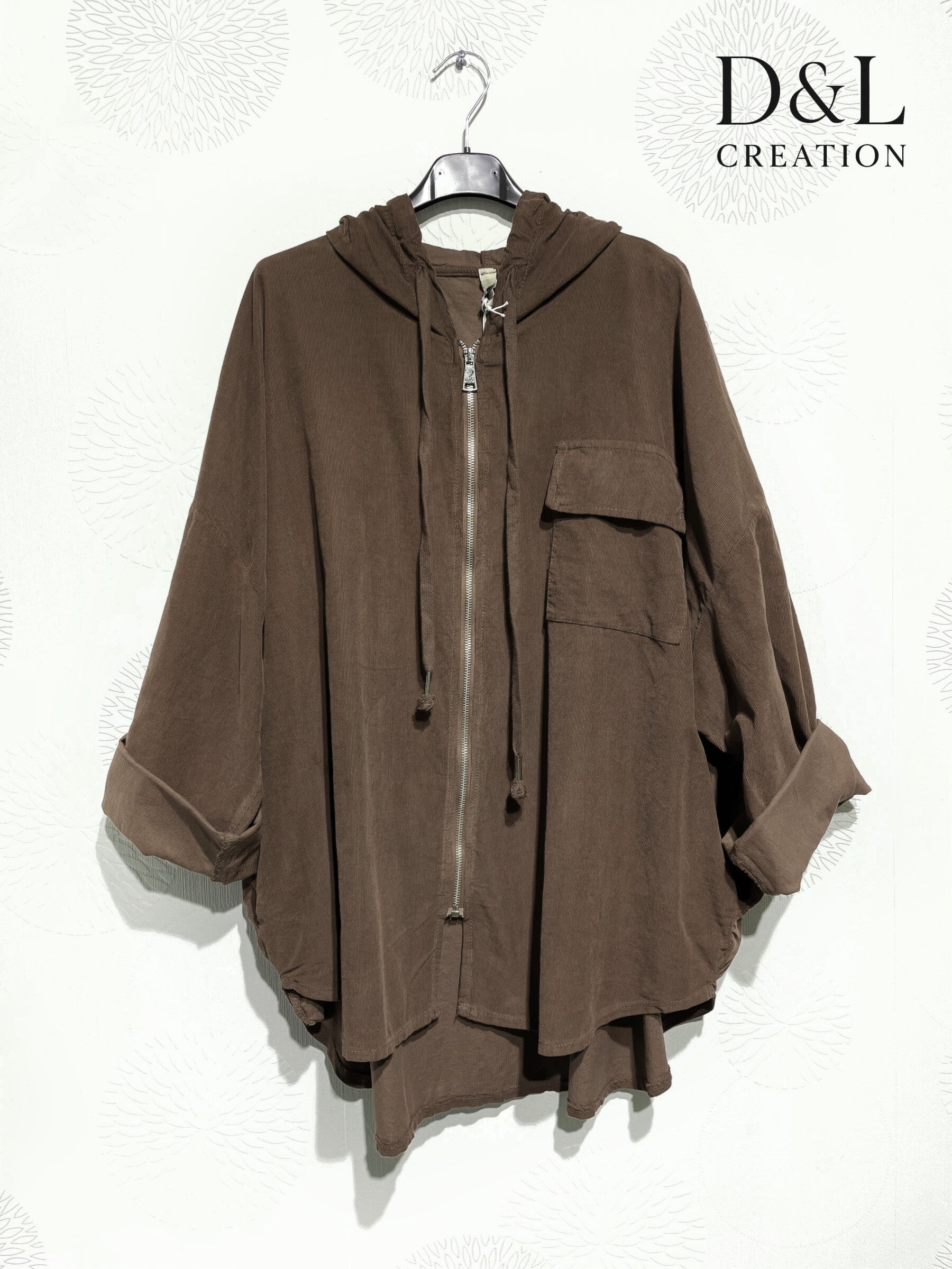 Hooded Velvet Vest with Pockets Size 38 to 58 i Stor Storlek