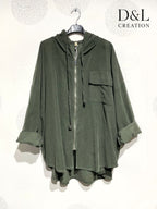 Plus Size Hooded velvet vest with pockets size 38 to 58