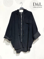 Plus Size Hooded velvet vest with pockets size 38 to 58