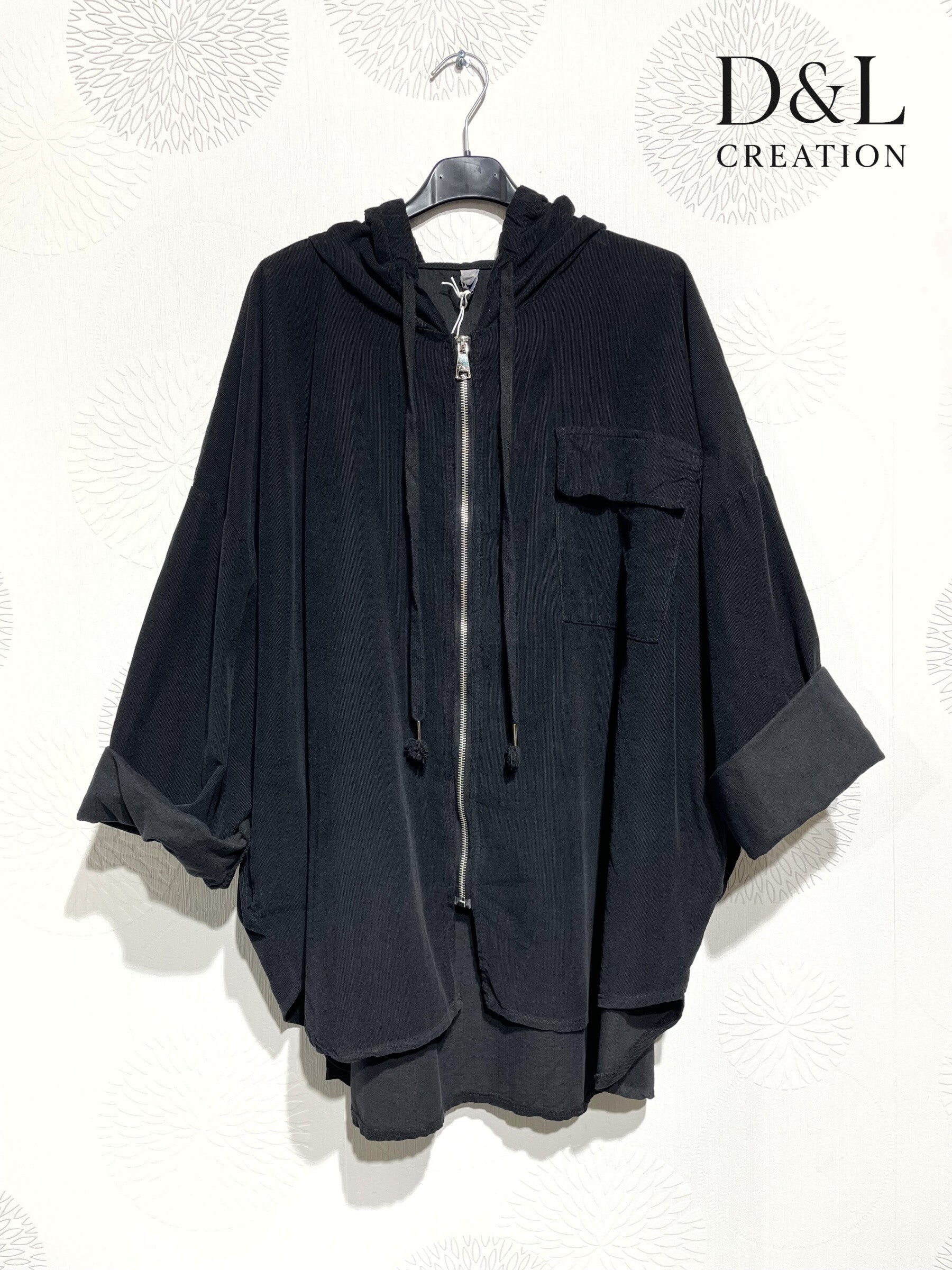 Plus Size Hooded velvet vest with pockets size 38 to 58