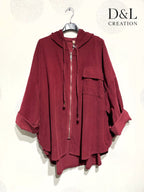 Plus Size Hooded velvet vest with pockets size 38 to 58
